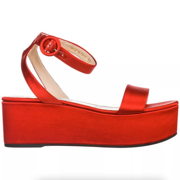 Prada Red Satin Flatforms - Picture 3 of 3